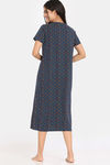 Rosaline Serenity Knit Cotton Mid Length Nightdress - Pageant Blue — thumbnail 3
